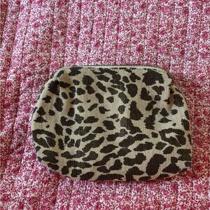 ANTHROPOLOGIE Gold Metallic Leopard Print Cosmetic Bag